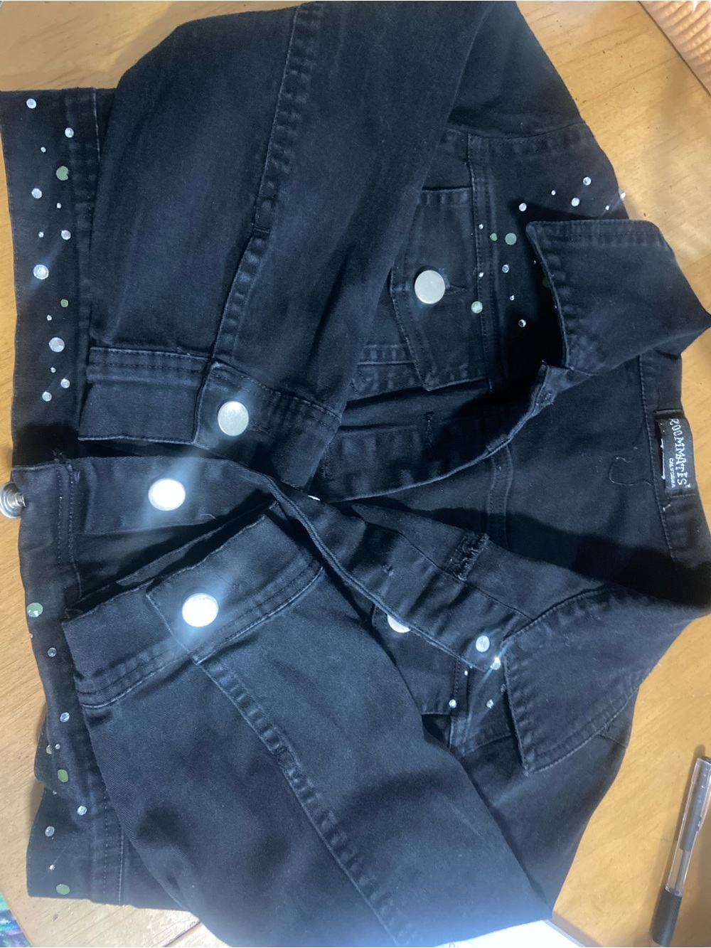 Black Girl’s Jeans Jacket with Stud Detail
